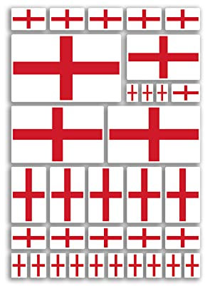 A4 Sticker Sheet England Flags Vinyl Stickers - English Country Europe World National Football Flag Vacation Travel Holiday Aesthetic #80008