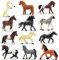 TOYMANY 12 Stück Pferde Tiere-Figuren Set Pferde Spielfiguren Spielzeug Pferde Figuren Tierfigur kleine-Tiere Plastiktiere MiniTiere Pferd Pädagogisch Pferde, Osterei, Weihnachten, Geburtstagsgeschenk