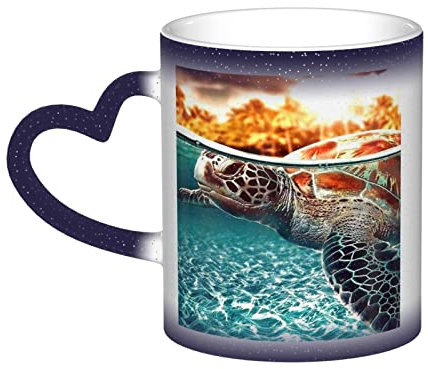WOWBED Meeresschildkröte Farbwechsel Tasse Keramik wärmeempfindliche Farbwechsel Tassen wärmeaktivierte Sublimation für Kaffeetasse