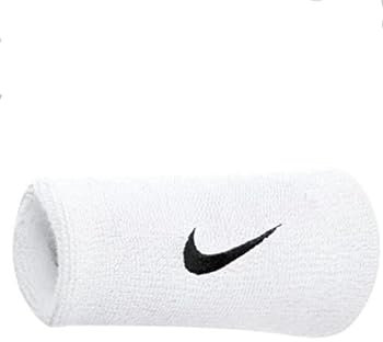 Nike Uni Swoosh Doublewide Handgelenke, Weiß/Schwarz, Einheitsgröße
