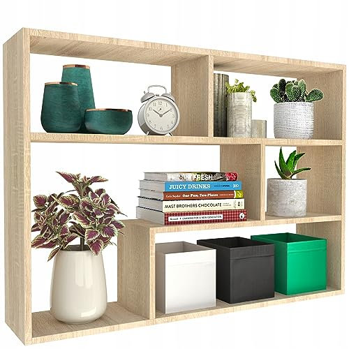 KUBUTKU Hängeregal Bücherregal 72x100x21 cm Schweberegal Mordern Design Deko Regal für Wohnzimmer Schlafzimmer Büro und Küche (Sonoma Eiche)