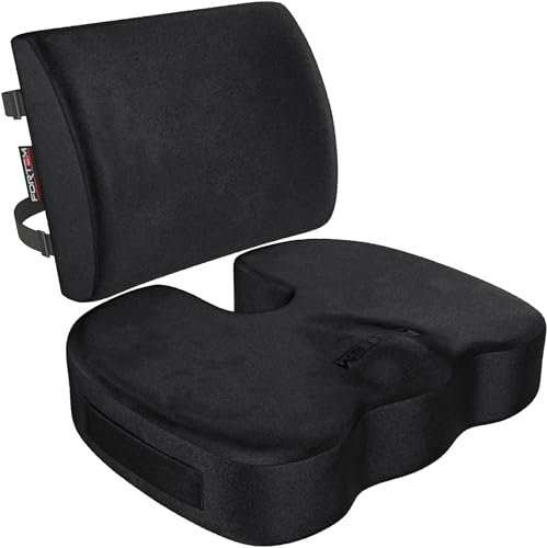 FORTEM Office Chair Cushion and Back Support for Office Chair, Lumbar Support Pillow, Memory Foam, Non Slip Sitting and Back Rest for Gaming, Car Seat Cushion, Chair Pad, XL