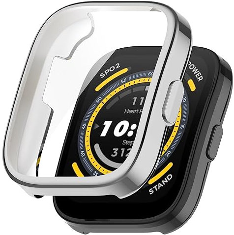 Blueshaweu Funda compatible con Amazfit Bip 5, flexible TPU protección completa con protector de pantalla resistente a los arañazos Protector de pantalla para Amazfit Bip 5 Smartwatch (plata)