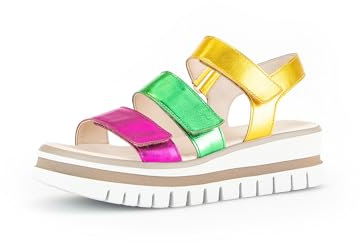 Gabor Damen Plateausandalen, Frauen Sandalen,Best Fitting,Freizeitschuhe,offene Schuhe,Strandschuhe,Dicke Sohle,pink/Verde/Citrus,40 EU / 6.5 UK
