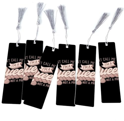 Lesezeichen mit Aufschrift I'm a Queen mit Quasten, für Frauen, Kinder, Studenten, Lehrer, Lesen, 6 Stück