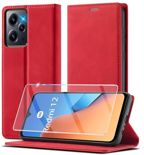 Ailicici Handyhülle für Xiaomi Redmi 12 4G/5G Hülle Leder [Mit Schutzfolie] Klappbar Flip Wallet 360 Stoßfeste Case Schutzhülle Klapphülle Hülle(6.79 Zoll)