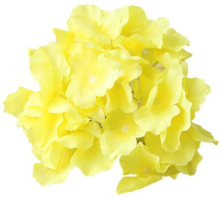 Wambere 5 Stück Kunstblumen Hortensien Blume, 18cm künstliche Hortensien BlumeKöpfe Seiden Hortensie Fake Hortensien Blumen Künstliche Blumen für Blumengesteck Hochzeitsfeier Haus Hotel,Gelb