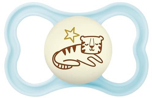 MAM Night Ciuccio Luminoso in Silicone, con Custodia Porta Succhietto, 16+ Mesi, Azzurro
