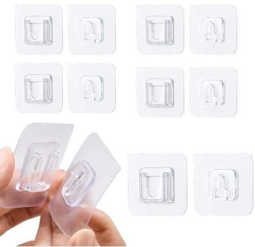 WKRTDY 5 Paar Zauberhaken - Doppelseitig, multifunktional, transparent & selbstklebend für Küche, Bad & Wohnzimmer, Wasser- & ölbeständig, ohne zu Bohren & leicht abnehmbar
