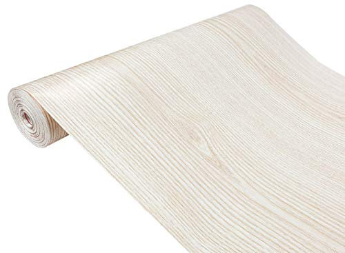 Klebefolie Möbel 45x100 cm | Möbelfolie selbstklebend in Holzoptik | Folie für Möbel zur einfachen Renovierung von Türen, Tischen und Regalen | Klebefolie dekorativ und abwaschbar | Weiße Esche