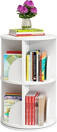 EESHHA Bücherregal Umweltfreundliches Bücherregal, hohes Eck-Bücherregal, modernes, um 360° drehbares Aufbewahrungsregal, bodenstehende Regale (weiß, 39 x 66 cm)