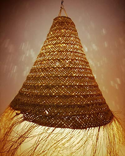 Lustre à Suspension en Paille Artisanale Marocaine: Style Ethnique, Éclairage Naturel et Confortable 2403211023 Rotin Osier Giunco