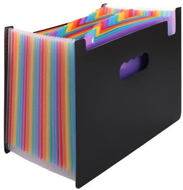 ASelected A4 Fächermappe Dokumenten-Organizer Fächermappe mit 24 Fächern Akkordean Farbige Register Regenbogen-Dokumentenbox für Zuhause oder Büro Dokumente