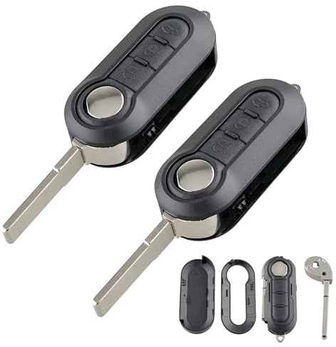 2 Stück Schlüsselgehäuse Kompatibel Mit FIAT, FIAT 500 Schlüssel | Mit Fiat 500 Brava Bravo Evo Grande Doblo Ducato Panda Punto Peugeot Boxer Citroen Jumper Autoschlüssel Fernbedienung