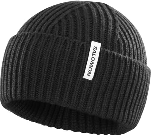 Salomon SNOWBIRD BEANIE, Warm Running Cap for Hiking, Trail Running, Outdoor Sports Unisex, Deep Black, one size fits all