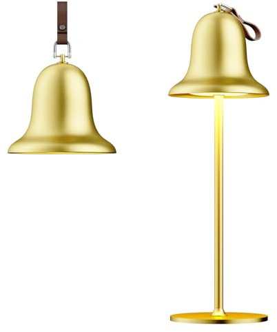 DEELUX Akku Tischleuchte Dimmbare,Tischlampe Kabellos mit USB-C,Wiederaufladbar Warmweiß 3000K Metall Led Tischleuchte Kabellos IP44 Wasserdicht,Lampe Für Den Innen-/Außenbereich,Gold(1Stück)