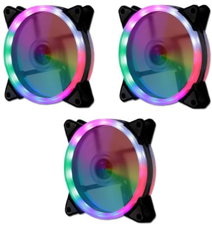 JZK 120x120x25mm 12V RGB LED Low Noise PC Case Cooling Fan, 12cm DC Brushless, Quiet With Colorful LED Light for Computer Case Ventilation