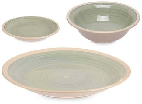 Set 18 pzs vajilla gres verde borde colección VESSIA
