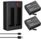 XTU S6 Bateria Camara Deportiva, 2 Cargadores de Batería de 1350 mAh, Cargador + 2 Baterías + Cable de Carga para XTU S6
