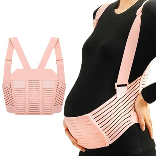 Sonwaha Ceinture Femme Enceinte, Ceinture de Grossesse Ceinture Femme Ceintures de Grossesse l'Abdomen Respirant Confortable Ajustable pour Soulager la Douleur Dorsale Pelvienne Poudré