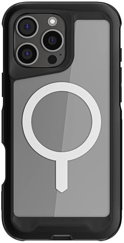Ghostek Atomic Slim iPhone 16 Pro Max Case, Compatible with Apple MagSafe Accessories, Aluminum Metal Bumper, Shockproof Drop Protection (6.9 Inch, Black)