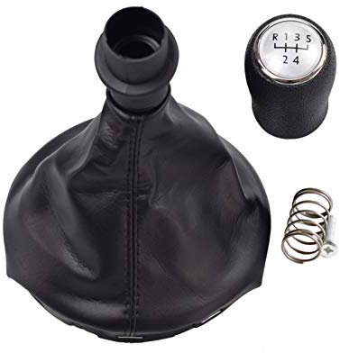MKVAXR For VW, Transporter T5 T5.1 Gp 2003-2011 T6 5 6 vitesses noir argent panneau accessoires de voiture pommeau de levier de vitesse guêtre botte Pommeau de levier de vitesse de voiture(5 Speed Sil