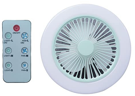 Ventilador de techo con luz LED de 2800 mAh, batería de 2800 mAh, control remoto, 3 velocidades, ventilador portátil para acampar en interiores y exteriores