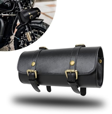 DREAMIZER Universal Motorrad Werkzeugtasche PU Leder Wasserdicht Schwarz Motorrad Aufbewahrungstasche