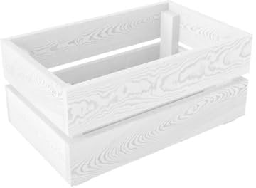 Lermowood Holzkisten Box0421 25 x 40 x 19cm Weiß | Dekokisten aus Holz Massive Holzkiste Regalkiste Weinkiste