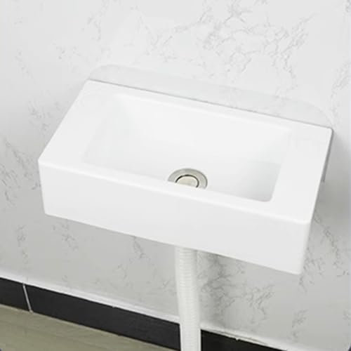 Lavabo Suspendu Rectangulaire,40x20x11cm(WxDxH),Suspendu Design,plastique Lavabo pour la maison, l'hôtel, le bureau, l'appartement et d'autres endroits,Blanc (B)