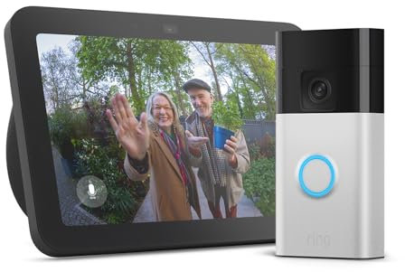 Echo Show 8 (Newest gen) | Charcoal + New Ring Battery Video Doorbell (2024 release) | Satin Nickel
