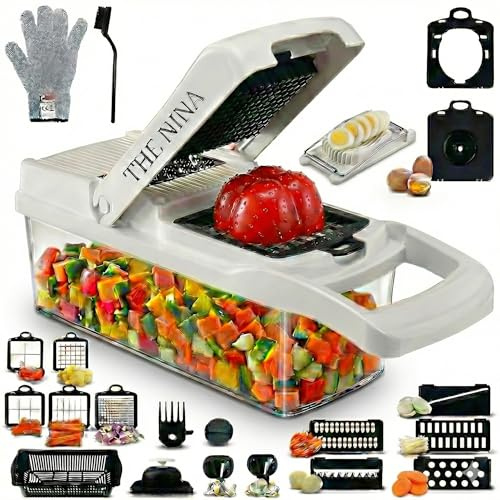 Gemüseschneider Mandoline – Zwiebelzerkleinerer – Kartoffelschneider Gurkenhobel – Zwiebelhacker Spiralschneider – Küchen Gadgets Multischneider – salad chopper THE NINA