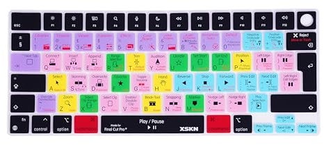 XSKN Final Cut Pro Shortcuts EU UK Version Tastatur Silikon Skin Cover passend für Apple seit 2021 veröffentlicht MacBook Air MacBook Pro 13,6 15,3 14,2 16,2 Zoll mit M1 M2 M3 M4 Chip und Touch ID