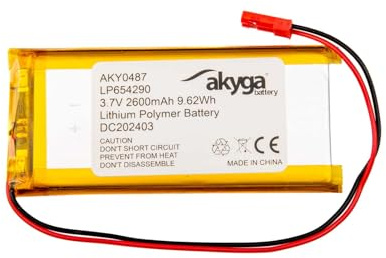 3.7V 2600mAh Batterie Akku LP654290 Lithium Polymer Akyga AKY0487 Li-Po Akku PCM JST 2-Polig Anschluss 2,54 15cm