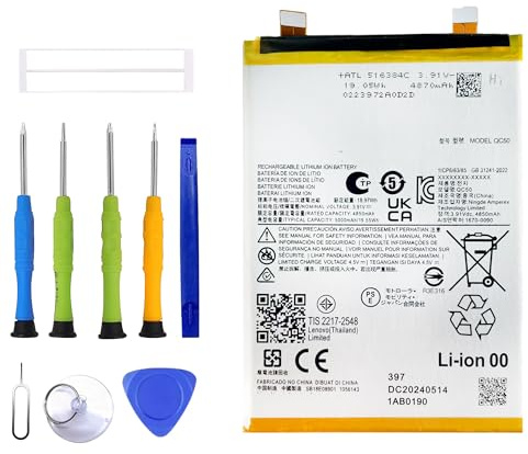 ERYNK QC50 Replacement Battery Compatible with Motorola Moto Edge 50 Fusion with Tool Kit