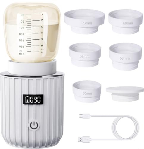 Hoapin Scaldabiberon Portatile Senza Fili, Scalda Biberon Neonato Portatile con 4 Temperatura, 6 Adattatori, Scaldabiberon Portatile per Bambini