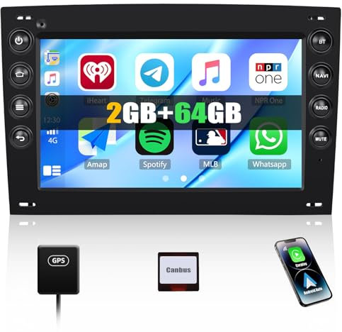 2G+64G GOHHDL Android Radio de Coche 2 DIN para Renault Megane 2 2003-2009 con Carplay Android Auto, Radio con Pantalla Táctil de 7 Pulgadas con BT GPS FM/RDS WiFi SWC Cámara de visión Trasera&Mic