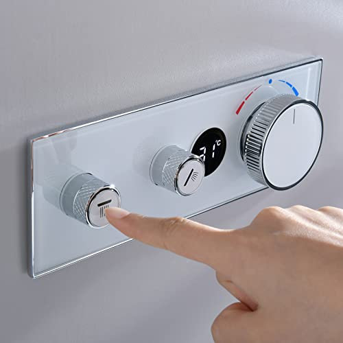 LED Thermostatic Shower Diverter Mixer Valve with 2 Way Control Concealed Embedded Box for Bathroom Shower Faucet