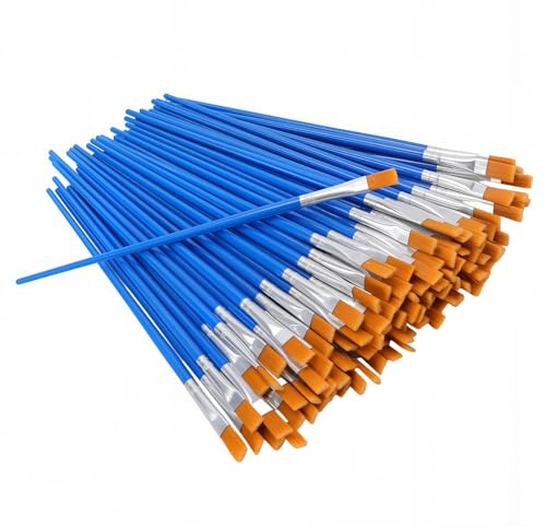 SENJEOK 100 PCS Small Paint Brushes Bulk, 0.7 mm Wide Flat Art Paintbrushes for Acrylic, Watercolor, Painting, Drawing