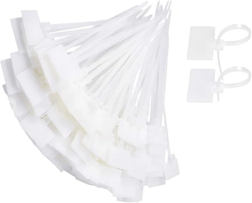 200PCS Bridas Plastico Blancas Pequeñas Etiqueta de Cable Organizador de Cables Escritorio para Cables USB Linea de Television Cable de Red Oficina Viaje Marcado de Alambre