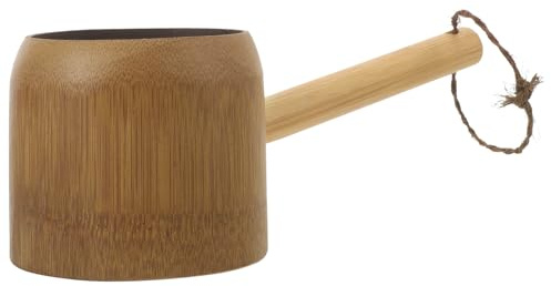 LIFKICH Louche à Eau en Bambou Naturel Louche de Bain Réutilisable Corde Suspendue Tasse de Rinçage Sauna Ustensile de Salle de Bain Polyvalent et Arrosage Ergonomique et Pratique