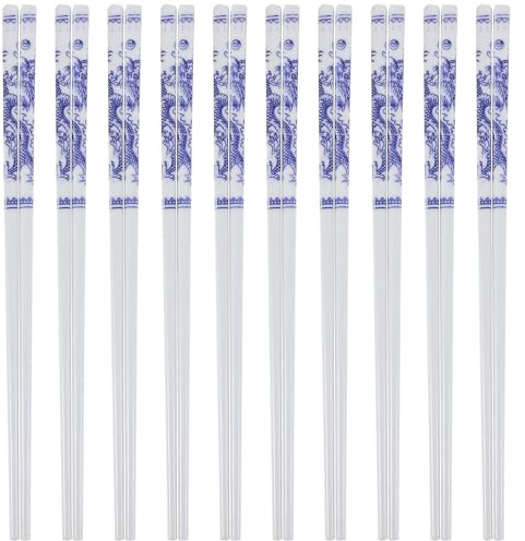 SUPVOX Palillos Chinos de Porcelana Azul, Antideslizantes y Resistentes al Calor, 10 Pares para Uso Doméstico y Restaurante, Utensilios Delicados y Multifunción para Cena