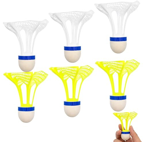 Oncjilu 6er Badminton Ball, Federbälle für Draußen, Windstabile Shuttlecocks für Outdoor Sport, Federn für Park Strand Training und Freizeitaktivitäten