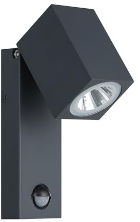 Eglo LED Outdoor wall Light Sakeda | Single-Flame Exterior Lamp with motion sensor, Aluminium Die-Cast wall light, Colour: Anthracite, IP44