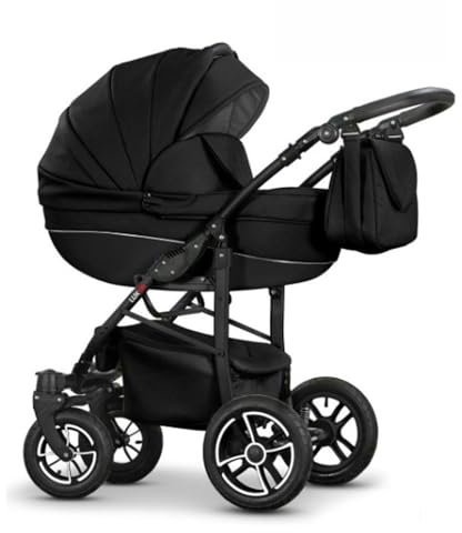 dein-babylädchen Kinderwagen-Set Craft Eco 2 in 1 inkl. Sportsitz und Zubehör in Schwarz Kunstleder-Schwarz