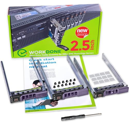 WorkDone 3er Pack - 2,5-Zoll Hard Drive Caddy Tray - kompatibel für Dell PowerEdge Server - R310 R410 R415 R510 R515 R610 M610 T710 R710 M710 R715 R810 R815 R910 M910 - Festplattenrahmen