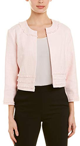 Karl Lagerfeld Paris Giacca da donna in tweed aperta sul davanti, Rosa, Large