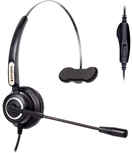 VoiceJoy Volume and Mute Switch Telephone Headset for Yealink T21 T42 etc Avaya 1608 9640 9620 9630 9640 Grandstream GXP1400 2120 etc Panasonic KXT IP Phones