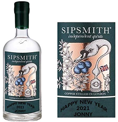 Personalised Sipsmith Gin Bottle Label for New Year Xmas Any Occasion BL150