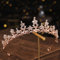 Lurrose Strass-Kopfschmuck, Brautschmuck, Kristall-Stirnband, Schmuck, Tiara, Prinzessinnenkronen und Tiaras, Kostümzubehör für Abschlussball, Hochzeit, Party, Rotgold